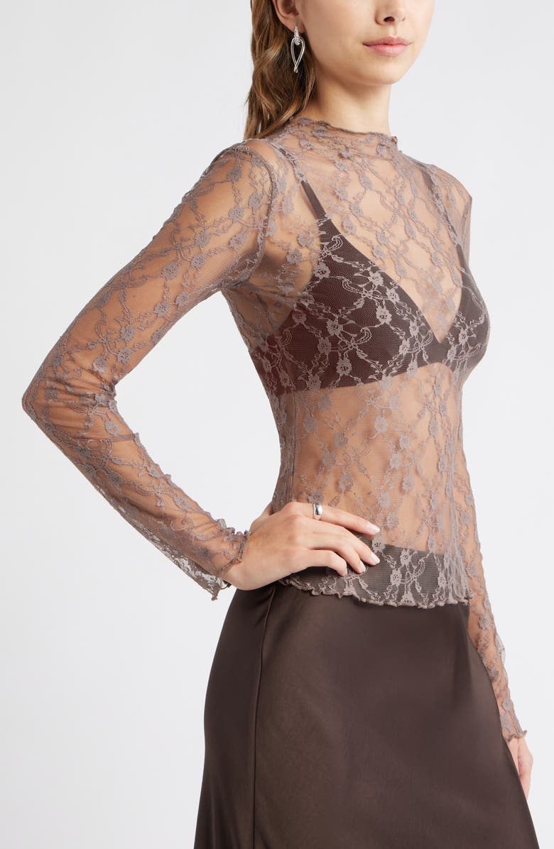 Open Edit Floral Stretch Lace Top, Alternate, color, Tan Dusk