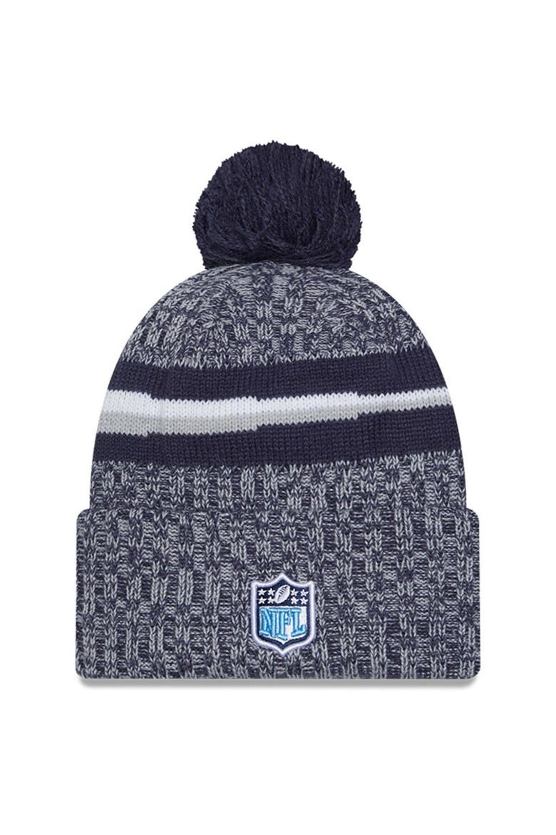 Men's New Era  Navy Tennessee Titans 2023 Sideline Cuffed Knit Hat With Pom, Alternate, color, Navy