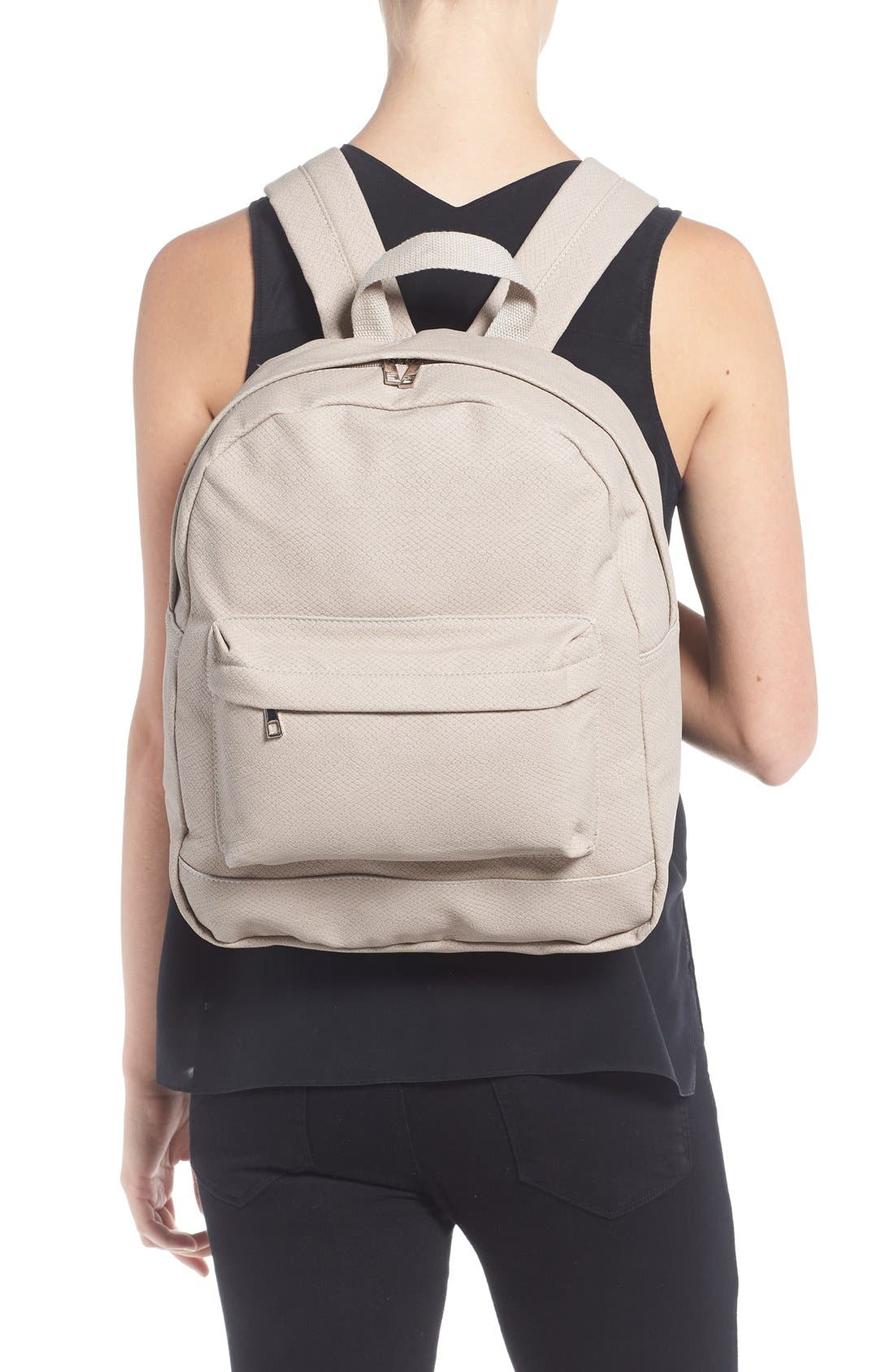 Faux Leather Backpack, Alternate, color, GREY