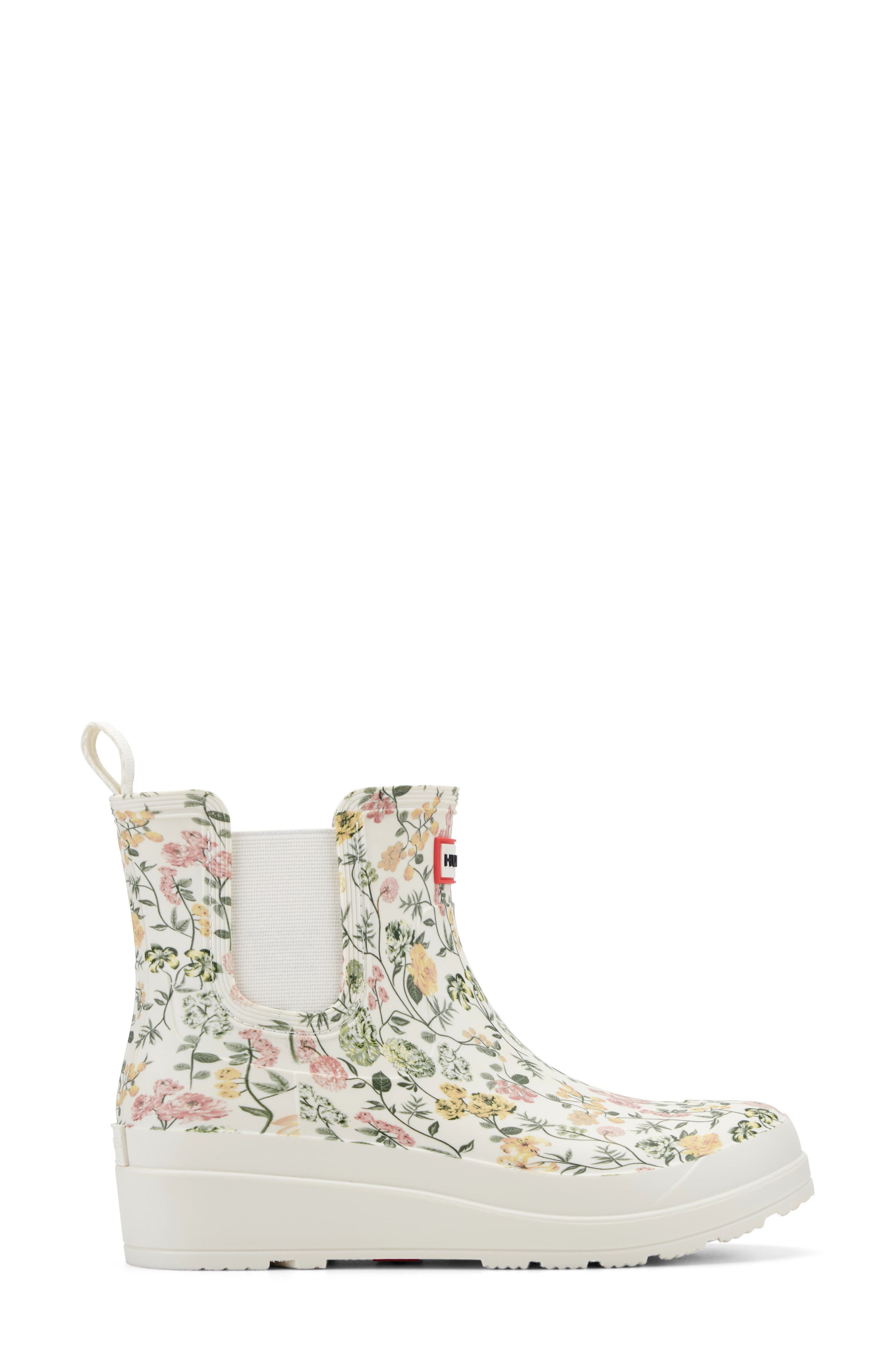 Hunter Tabitha Floral Rain Boot, Alternate, color, Ivory