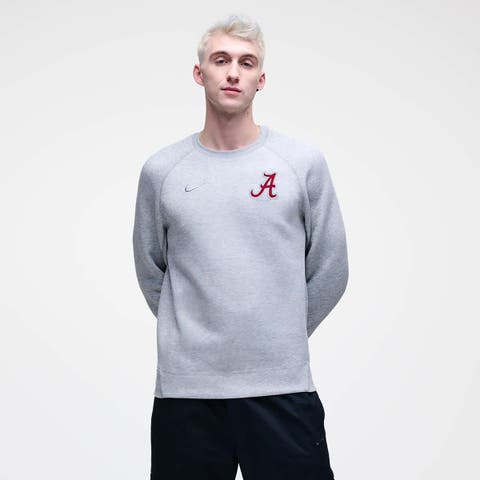 Men's Nike Heather Gray Alabama Crimson Tide Tech Fleece Raglan Sweatshirt