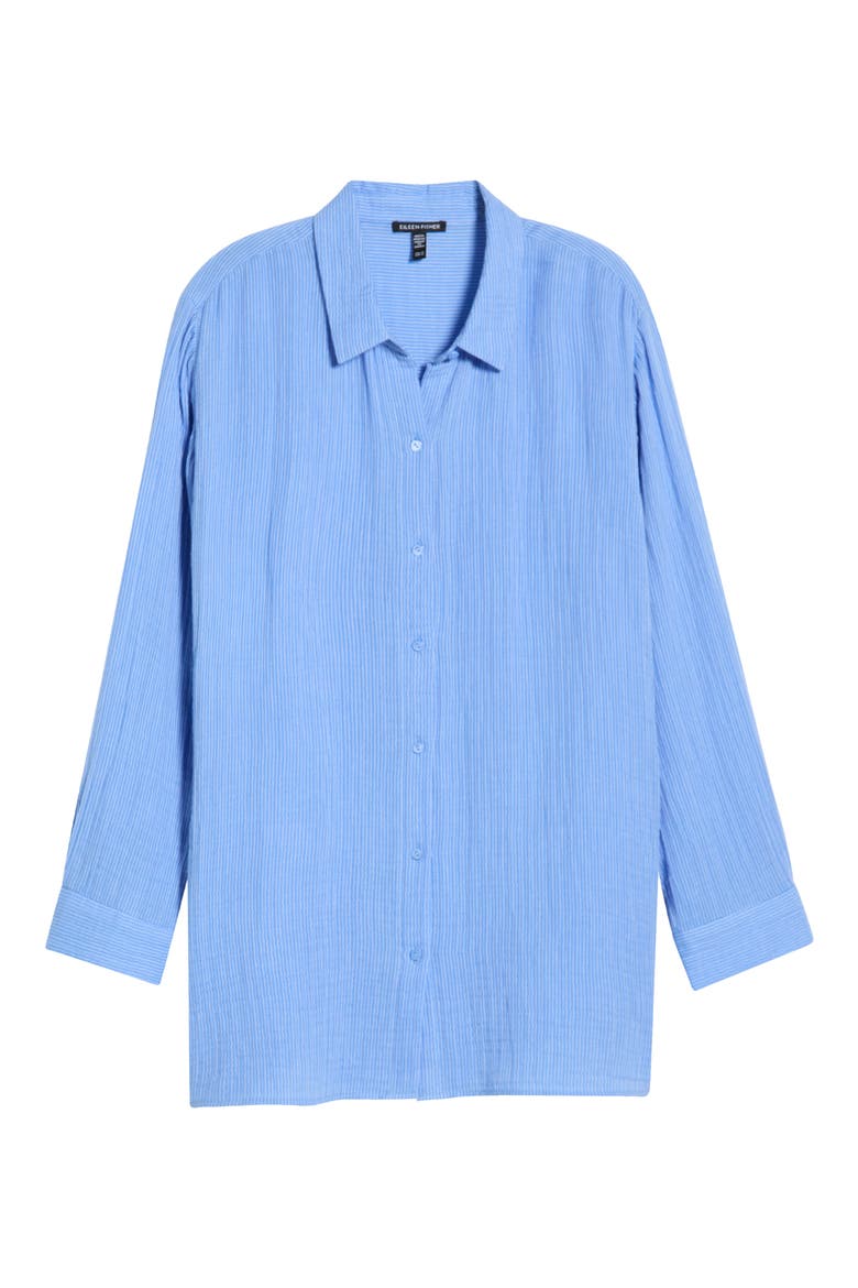 Stripe Organic Cotton Button-Up Shirt, Alternate, color, CORNFLOWER