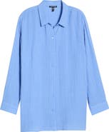 Eileen Fisher Stripe Organic Cotton Button-Up Shirt