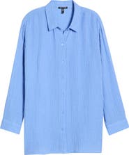 Eileen Fisher Stripe Organic Cotton Button-Up Shirt