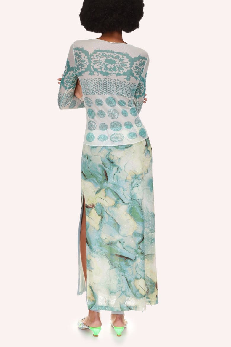 Cosmos Mesh Skirt, Alternate, color, Jade Multi