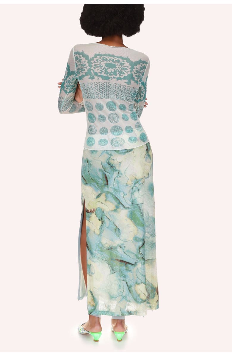 Anna Sui Cosmos Mesh Skirt, Alternate, color, Jade Multi