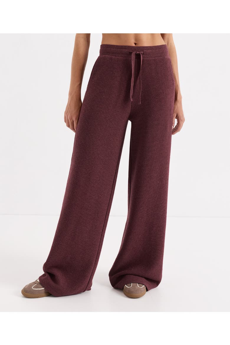 Organic Cotton Luxe Waffle Wide Leg Pant, Main, color, Merlot Heather