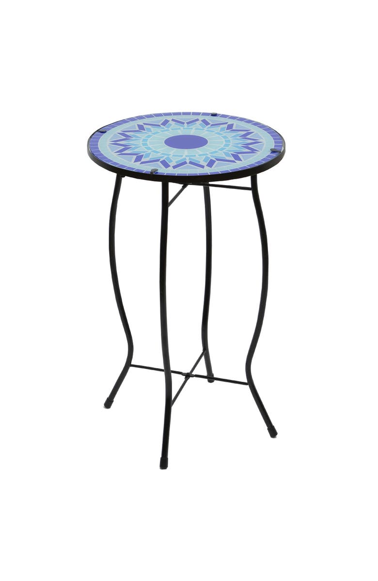 Northlight 19" Blue Sun Mosaic Glass Patio Side Table, Alternate, color, Blue