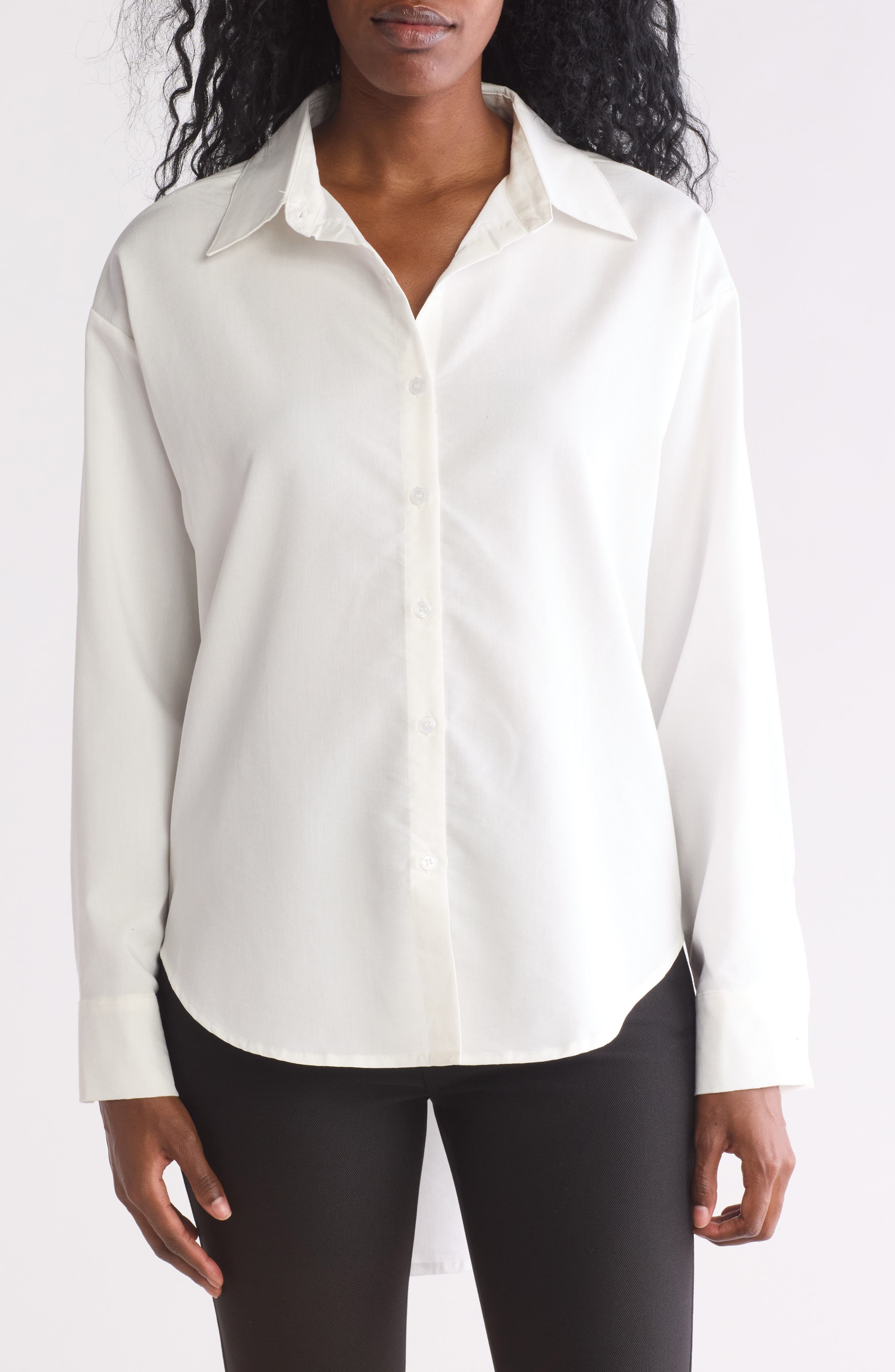PATRIZIA LUCA Oversize High-Low Button-Up Shirt in White at Nordstrom Rack, Size Large
