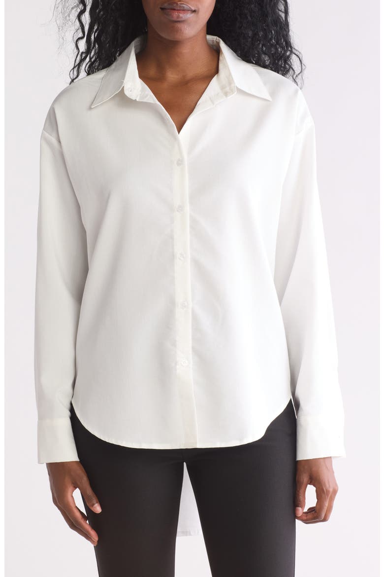 Oversize High-Low Button-Up Shirt, Main, color, WHITE