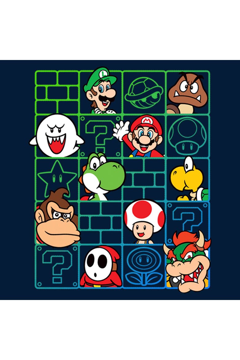 NINTENDO Boys' Mario Characters Wall Graphic Short Sleeve T-shirt ...
