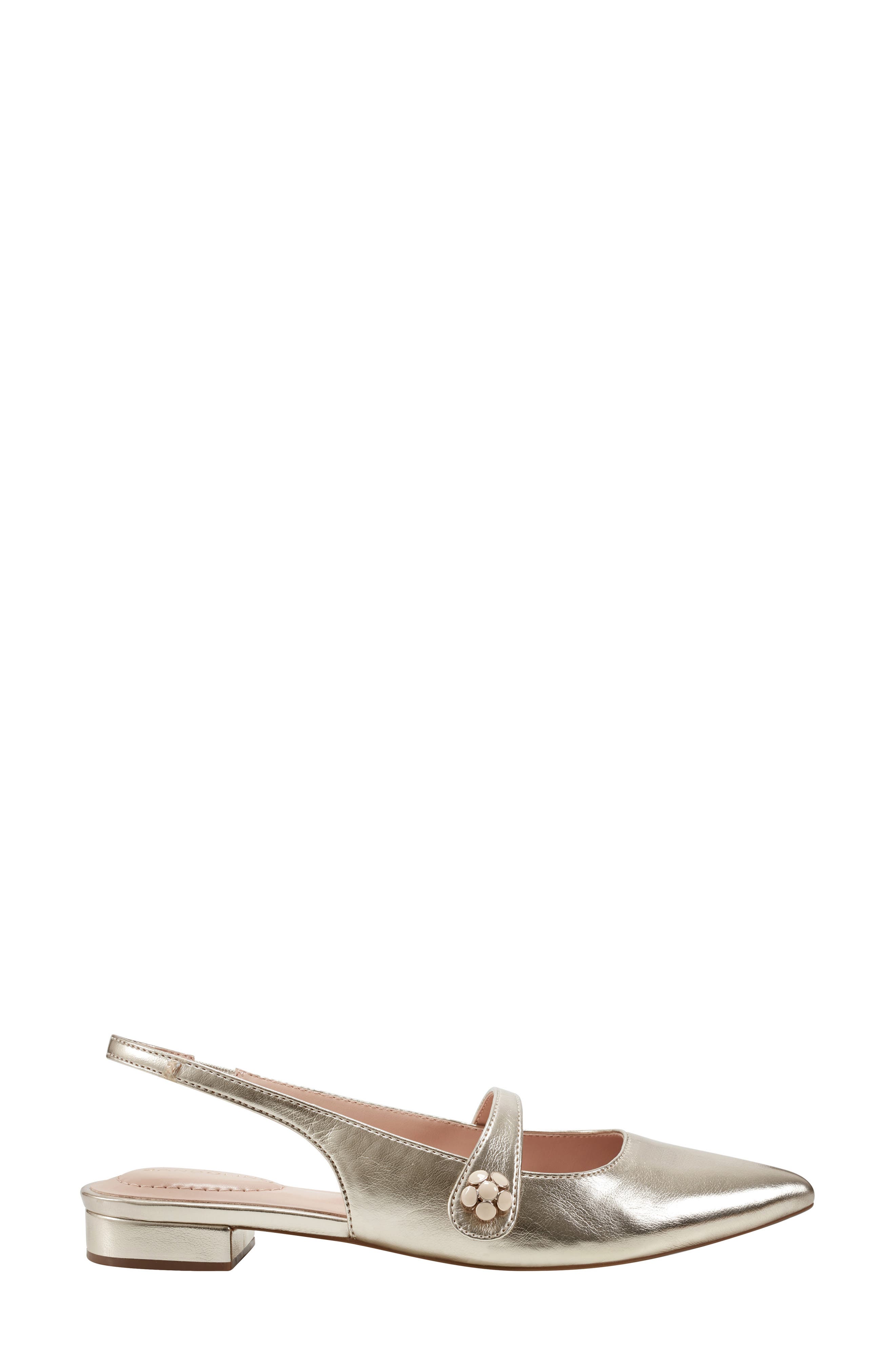Bandolino Aubriana Slingback Mary Jane Pointed Toe Flat, Alternate, color, Gol01