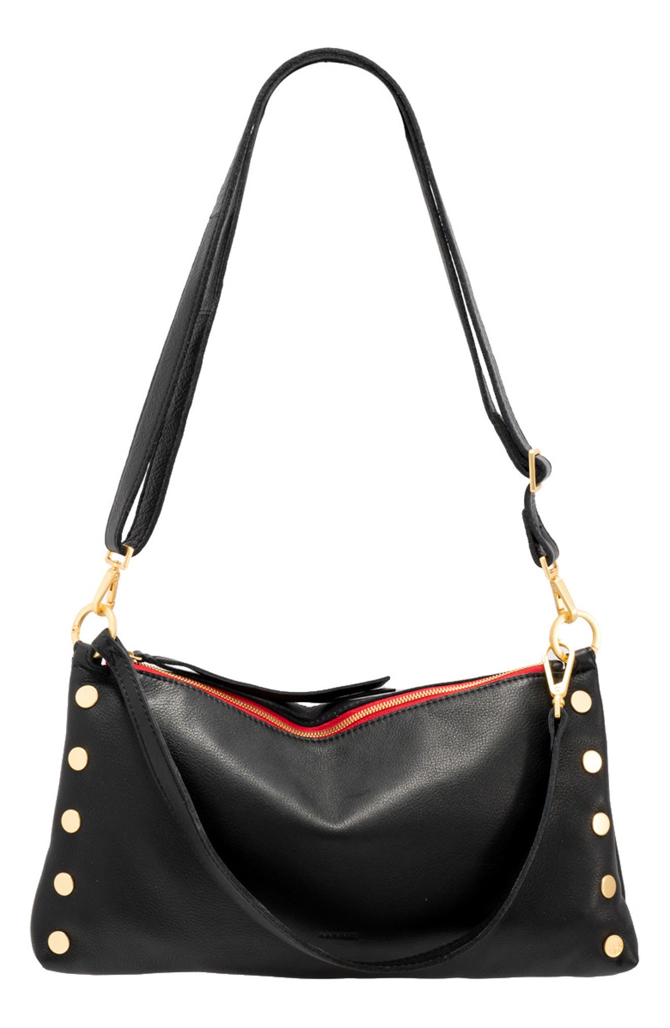 HAMMITT Kyle Medium Shoulder Bag, Alternate, color, Black/ Brushed Gold Red Zip