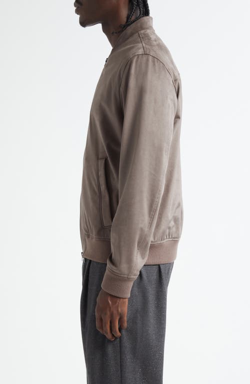 Herno Faux Suede Bomber Jacket In Brown