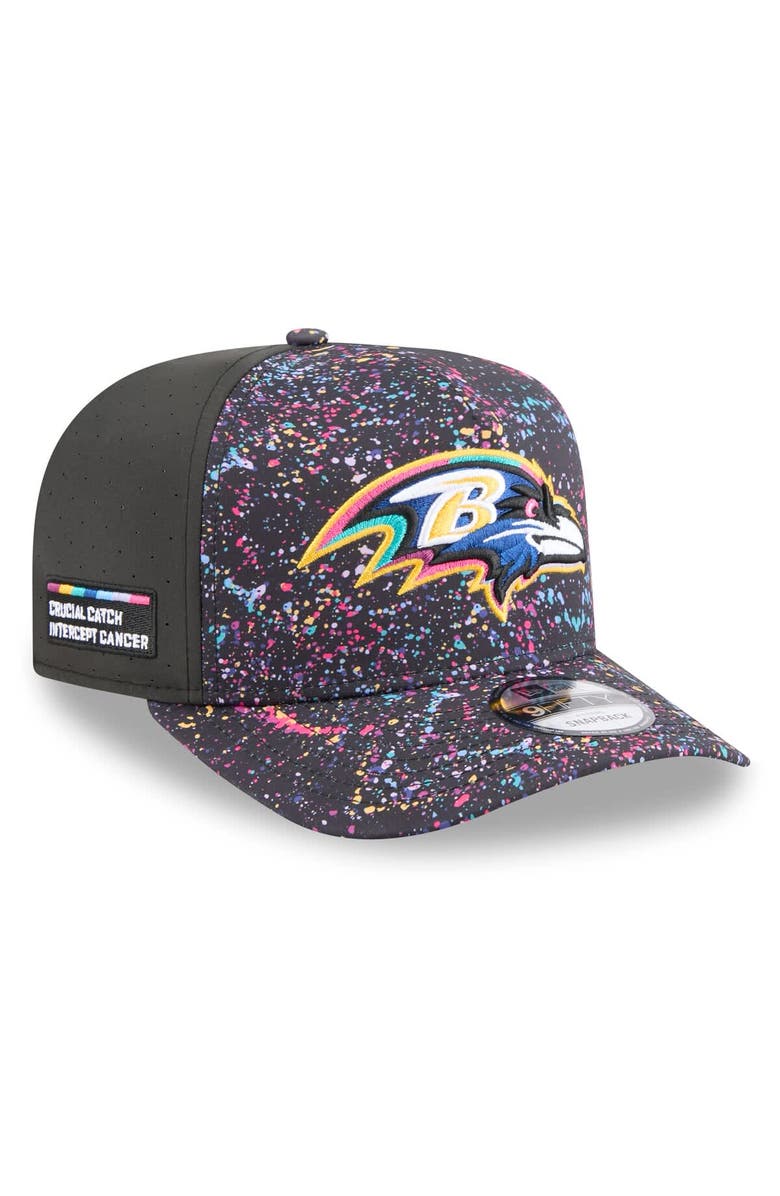 New Era Men's New Era Black Baltimore Ravens 2025 NFL Crucial Catch A-Frame 9FIFTY Snapback Hat, Main, color, Black