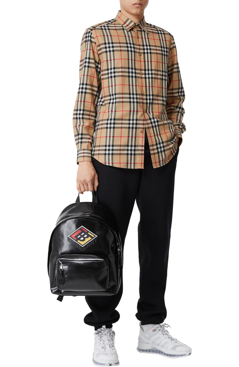 Burberry Chambers Check Button-Up Flannel Shirt, Alternate, color,