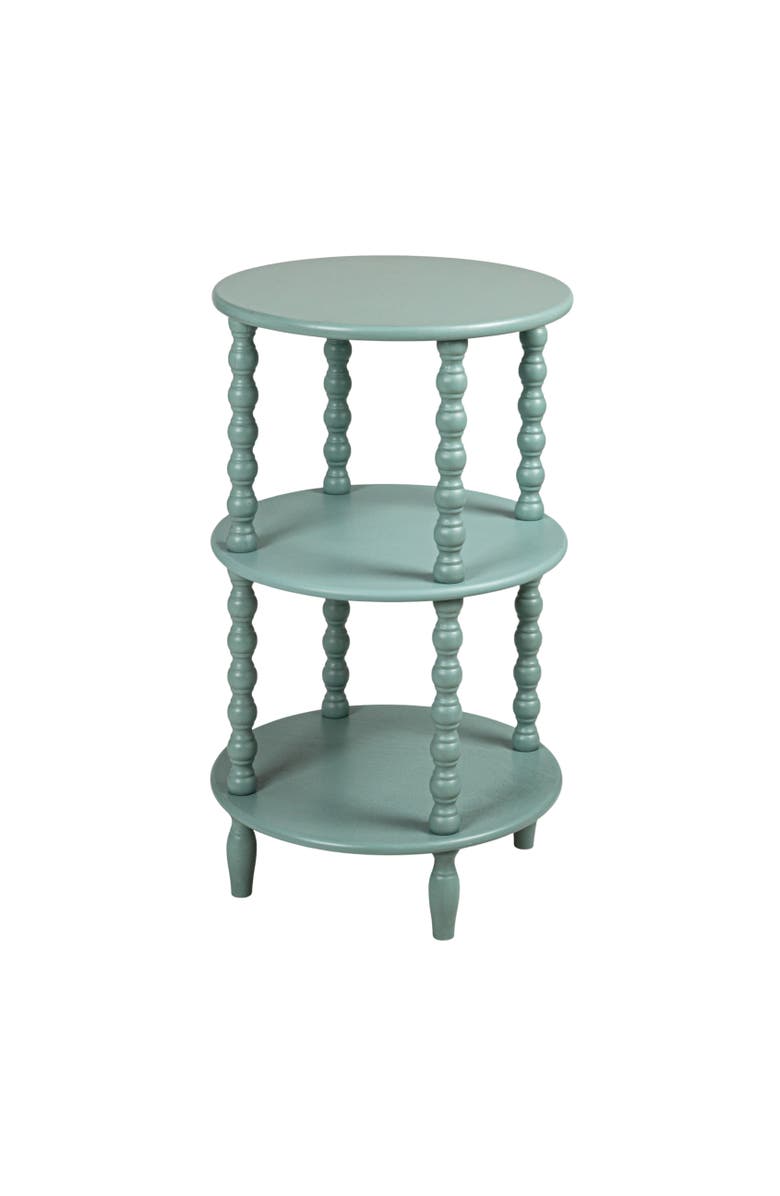 Storied Home Wood Lacquered Table with 2 Shelves, Aqua, Main, color, Blue