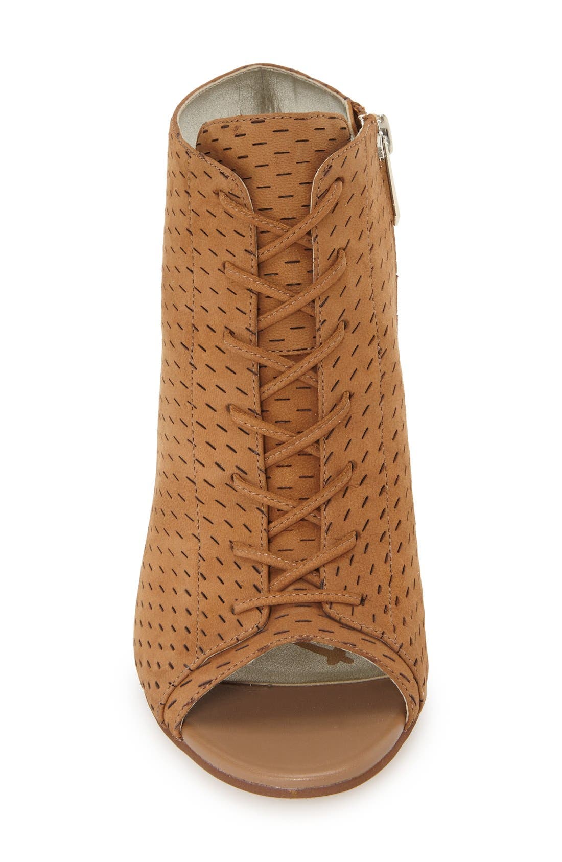 'Ennette' Perforated Lace Up Bootie, Alternate, color, GOLDEN CARAMEL LEATHER