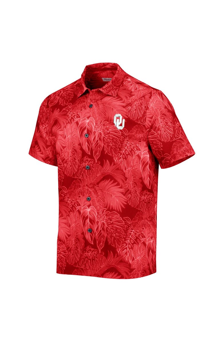 Tommy Bahama Men's Tommy Bahama Crimson Oklahoma Sooners Coast Luminescent Fronds IslandZone Button-Up Camp Shirt, Alternate, color, 