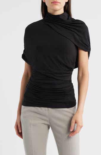 Reiss Zuri Ruched Mock Neck Knit Top
