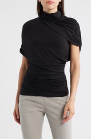 Reiss Zuri Ruched Mock Neck Knit Top