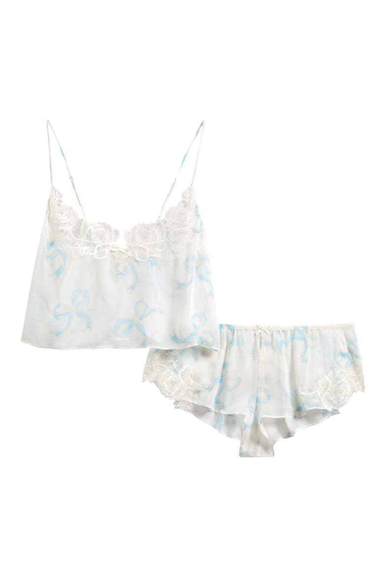 Romance Silk Cami & Shorts Set, Alternate, color, IVORY PEARL BOWS PRINT