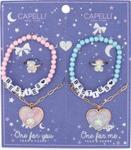 Capelli New York Kids' Tear & Share 6-Piece Bracelet, Ring & Necklace Set
