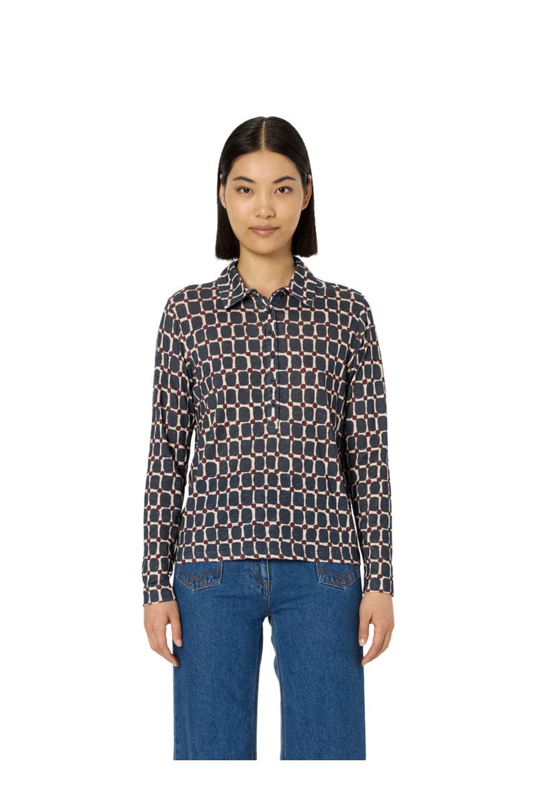 Hortense Long Sleeve Printed Shirt, Main, color, Indigo