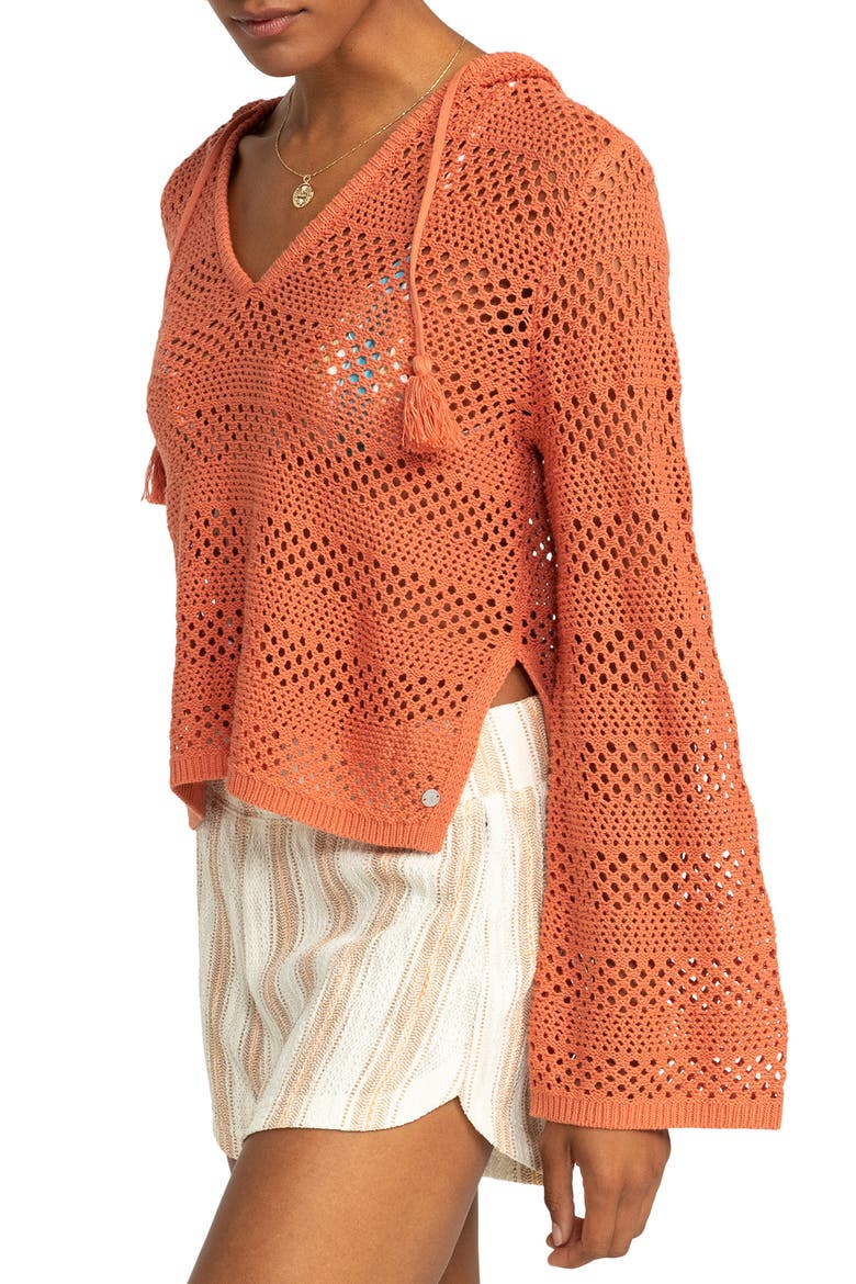 After Beach Break II Cover-Up Hoodie Sweater, Alternate, color, APRICOT BRANDY