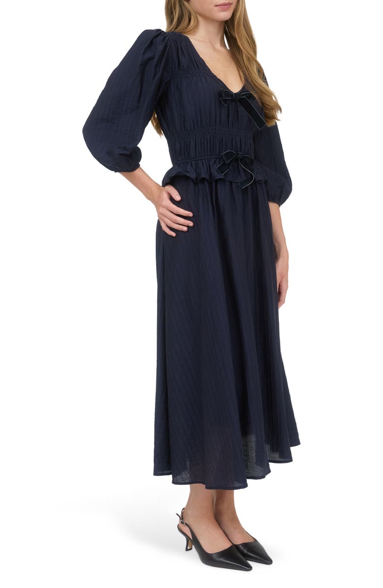 AUGUST SKY Three-Quarter Sleeve Maxi Dress, Alternate, color, Navy