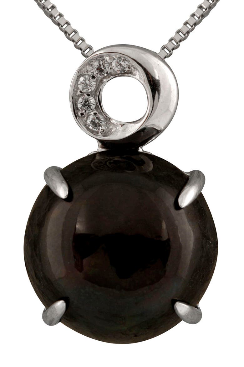 Mabe Cultured Freshwater Pearl Pendant Necklace, Main, color, BLACK
