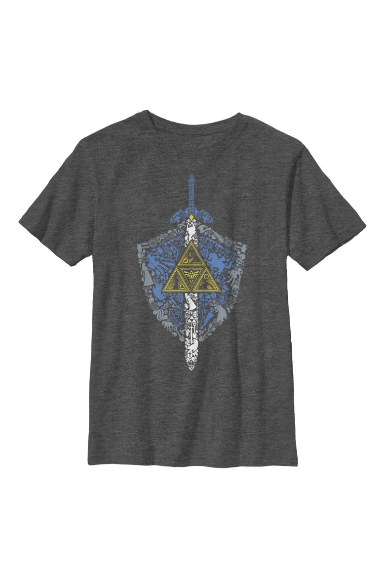 Boy's Nintendo Legend of Zelda Hidden Pattern  Graphic T-Shirt, Main, color, Charcoal Heather