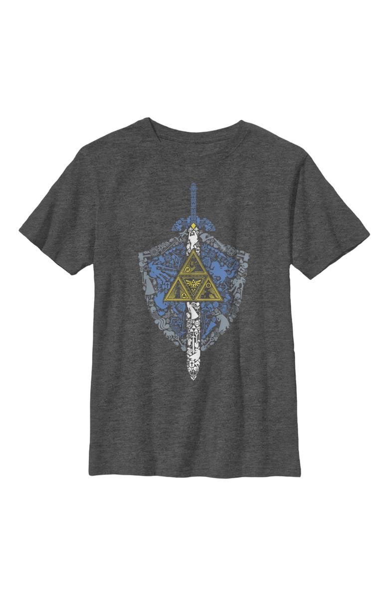 NINTENDO Boy's Nintendo Legend of Zelda Hidden Pattern  Graphic T-Shirt, Main, color, Charcoal Heather