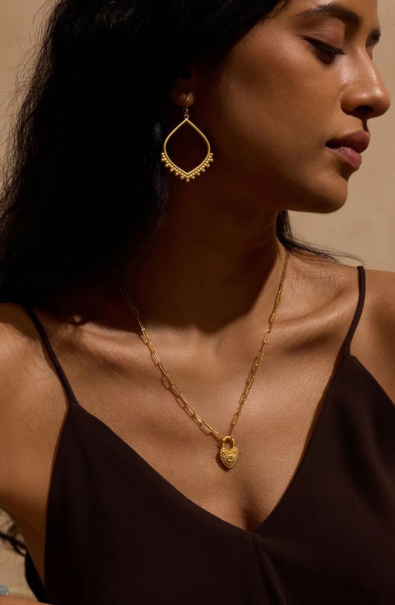 Satya Jewelry Open to Receive Lotus Petal Hoop Earrings, Alternate, color, Gold