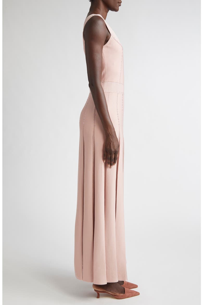 Crystal Embellished Pleated Piqué Gown, Alternate, color, ROSE QUARTZ
