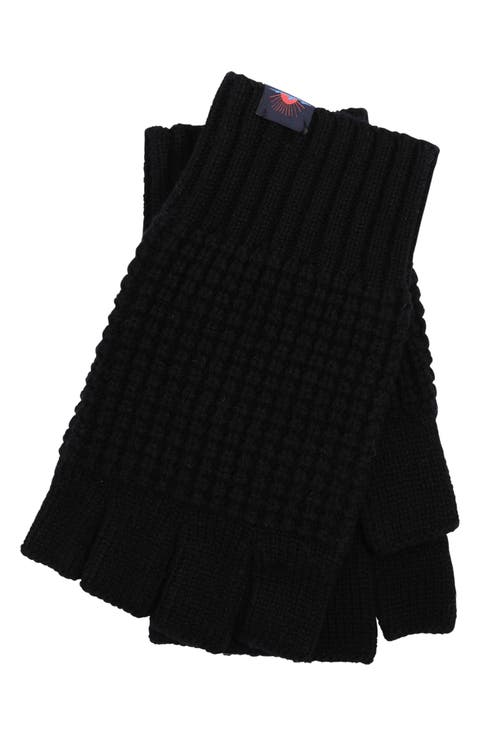 Waffle Fingerless Merino Wool Gloves