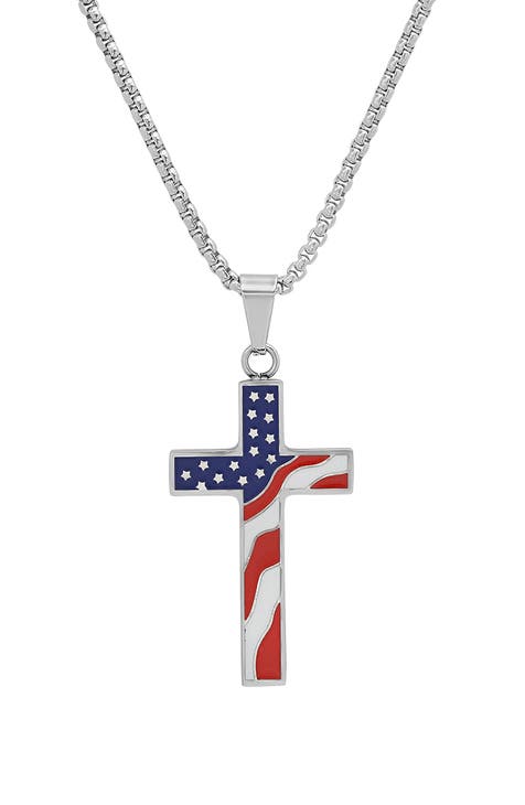 Enameled Cross Pendant Necklace