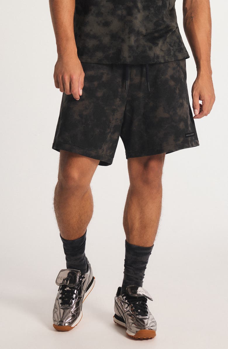 SAVAGE X FENTY Fleece Shorts, Main, color, Black Caviar Diffused Camo