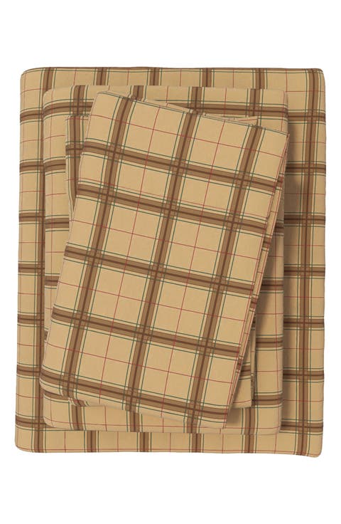 Turkish Cotton Flannel Plaid Sheet Set