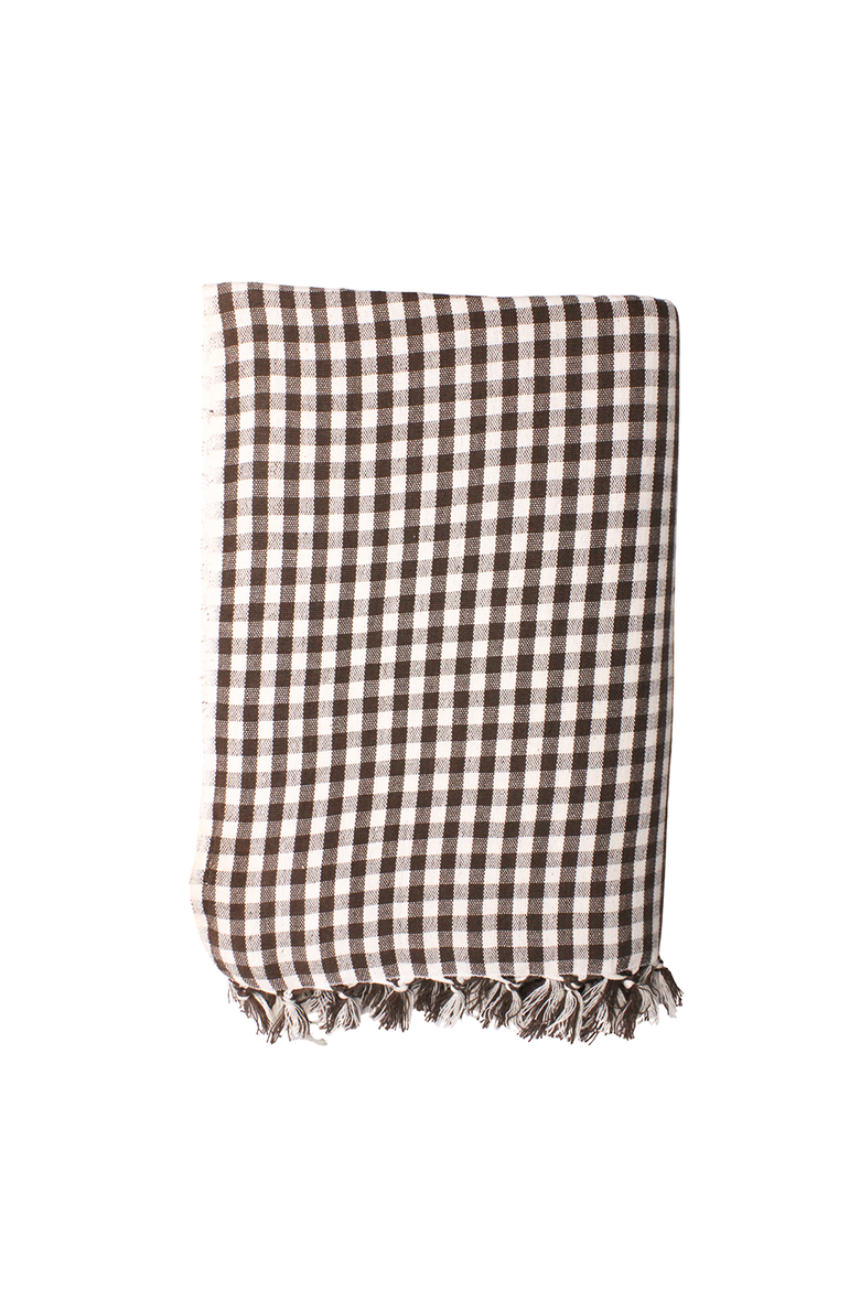 Gingham Tablecloth, Main, color, Chocolate