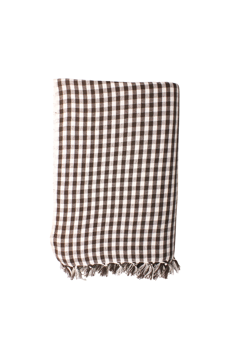 KD Weave Gingham Tablecloth, Main, color, Chocolate