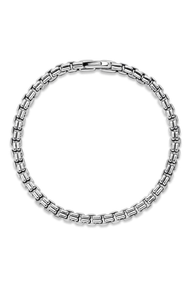 Men's Double Box Chain Bracelet in Sterling Silver, 4mm, Alternate, color, SILVER