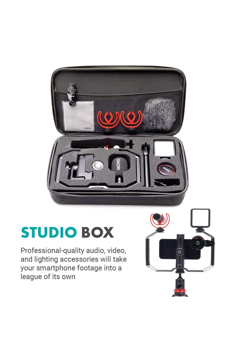 iVlog3 Smartphone Video Bundle with Microphone, Mini Tripod, LED Camera Light, Wide-Angle Lens, Alternate, color, Black