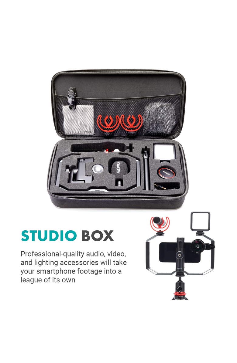 MOVO iVlog3 Smartphone Video Bundle with Microphone, Mini Tripod, LED Camera Light, Wide-Angle Lens, Alternate, color, Black