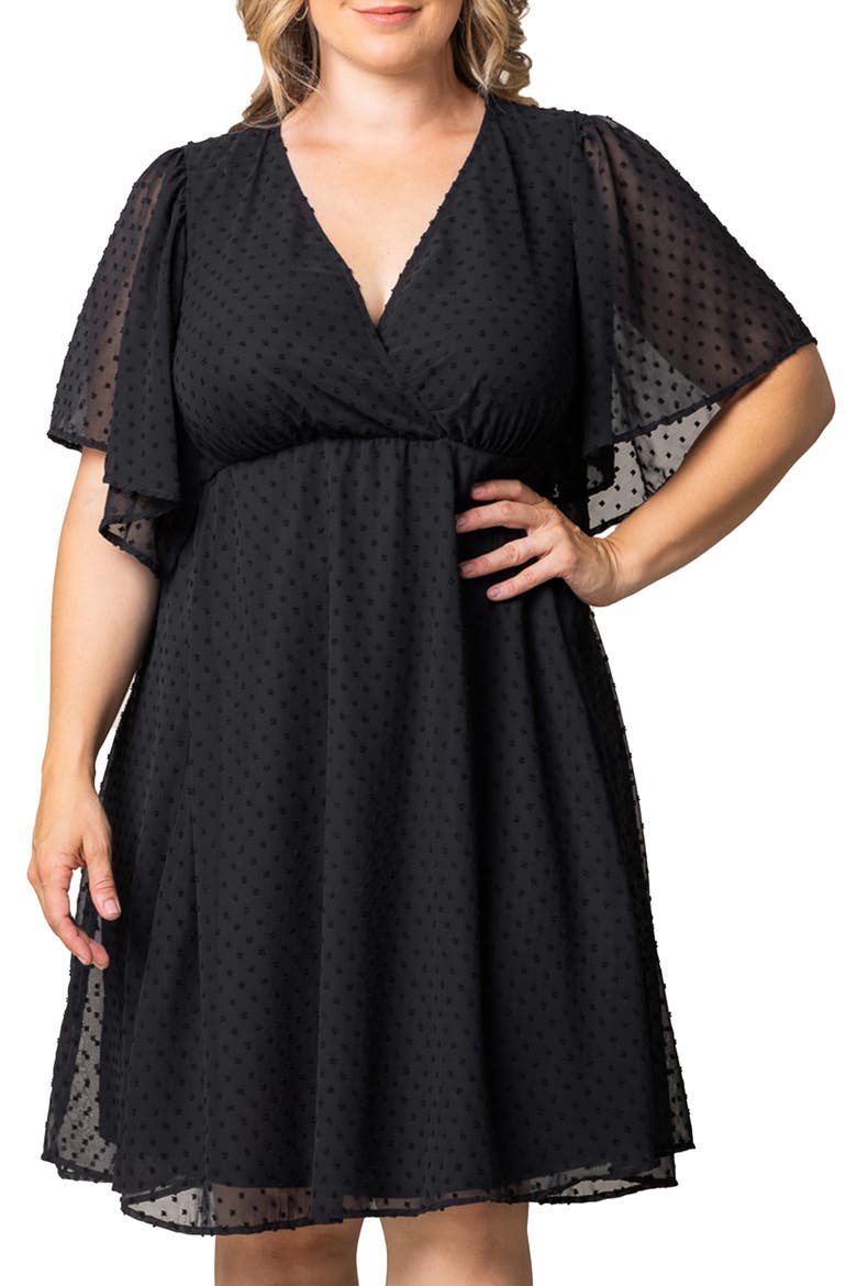 Florence Flutter Sleeve Dress, Alternate, color, ONYX