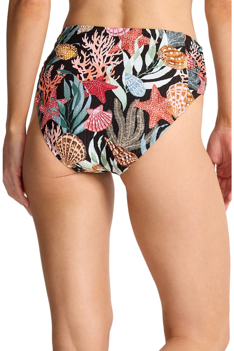 Shell Sands Shirred UPF 50+ Bikini Bottoms, Alternate, color, BLACK