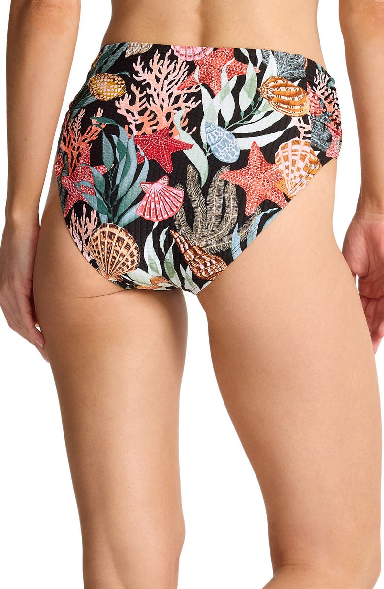 Tommy Bahama Shell Sands Shirred UPF 50+ Bikini Bottoms, Alternate, color, Black