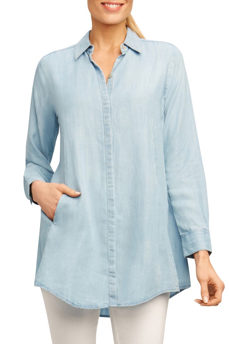 Cici Tencel® Tunic Shirt, Main, color, BLUEWASH