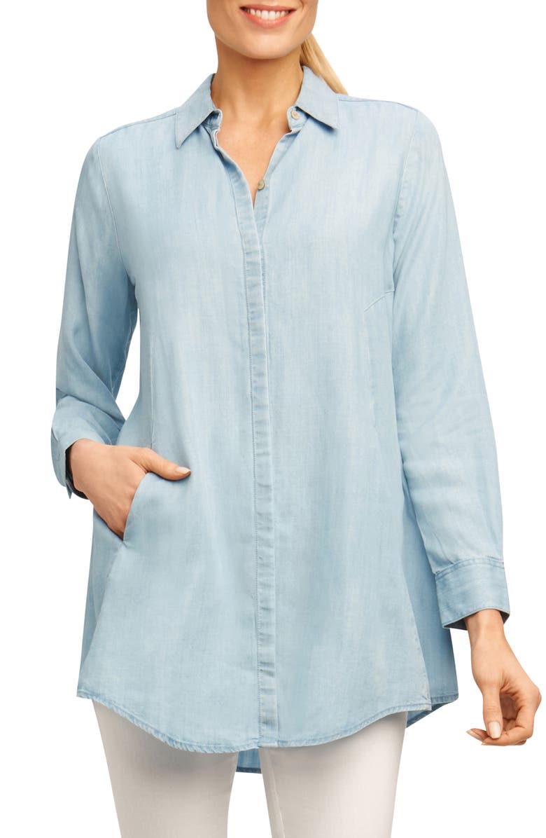 Foxcroft Cici Tencel<sup>®</sup> Tunic Shirt, Main, color,