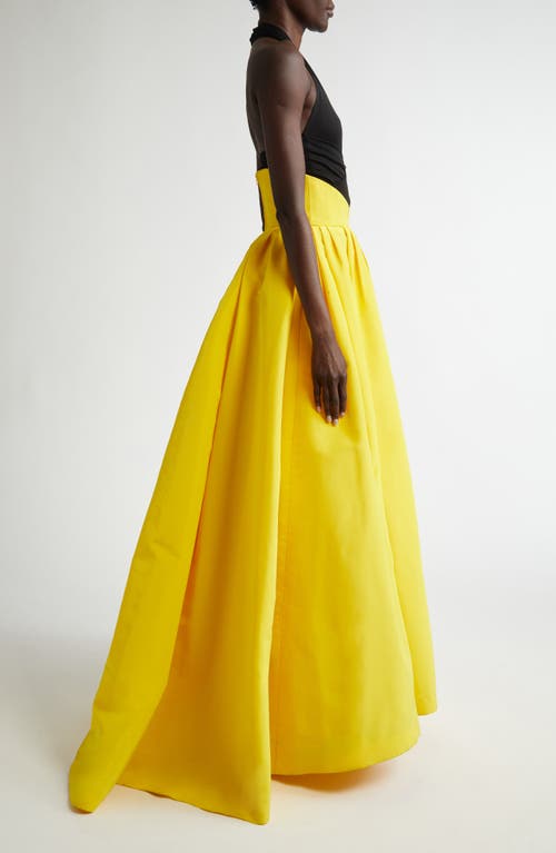 Carolina Herrera Bicolor Halter Neck Silk Ballgown In Taxi Cab Multi